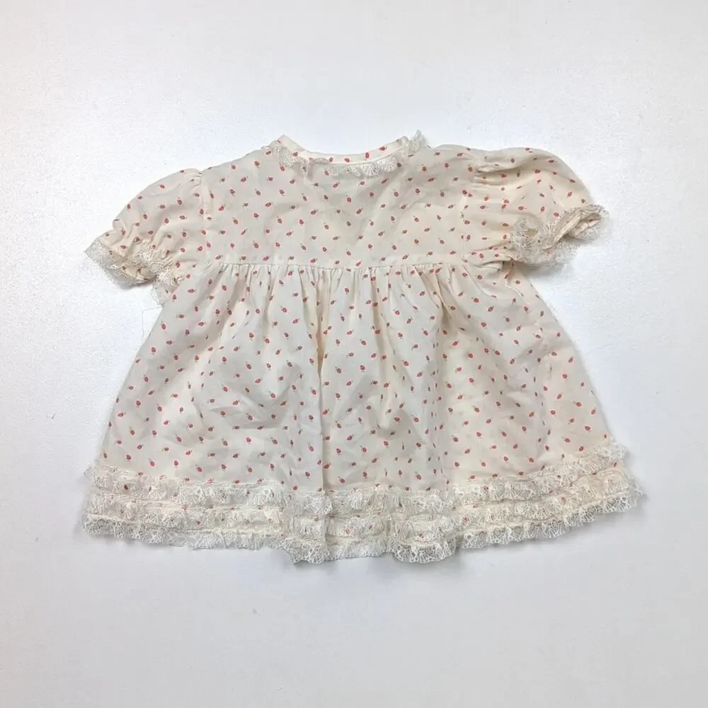 Vintage Toddletime Swing Top Baby Girls Size 18m Cream Red Rosebud Frilly